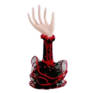  Ring Holder Hand Display / Jewelry Organizer   Red & Black 