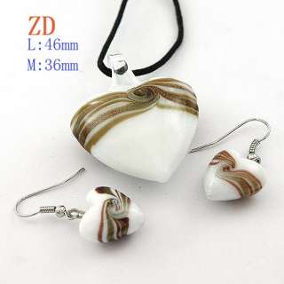 g4172 Murano Lampwork Glass Gold Heart Necklace Earring  
