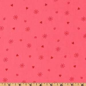  44 Wide Peace Love Joy Hearts and Scrolls Pink Fabric By 