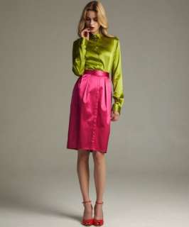 Dolce & Gabbana hot pink sateen stretch pleated front pencil skirt