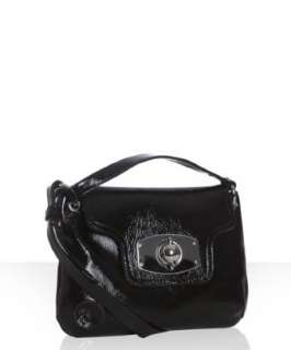 Furla onyx patent leather Ardith Shopper convertible shoulder bag 