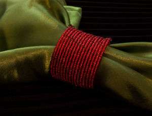 CHRISTMAS RED BEADED NAPKIN RINGS, Have 100s More  