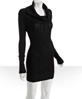 BCBGMAXAZRIA black cable knit cowl neck sweater dress   up to 
