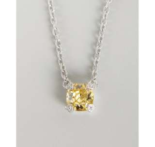 Judith Ripka canary crystal and white sapphire pendant necklace