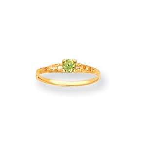  14k 3mm Peridot Birthstone Childrens Ring   Size 3 