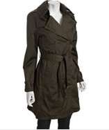 style #313376202 army green loden double breasted belted trench