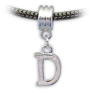 Stylish Silver Plated Letter D Dangle Charm by Divine Beads © Simply 