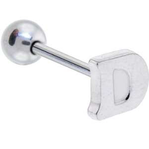  D Letter Initial Steel Barbell Tongue Ring Jewelry