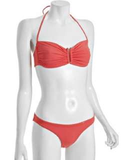 Melissa Odabash coral solid Petra bandeau halter bikini   up 