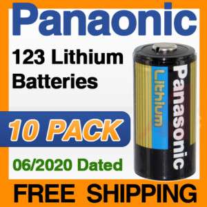 10 x Panasonic Lithium CR123 CR123A 123 Battery 06/2020  
