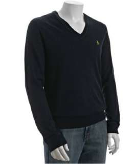 Original Penguin navy linen cotton v neck sweater   