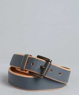 Original Penguin flint stone leather raw edge square buckle belt