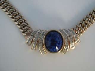 Panetta Necklace Lapis Colored Stone Vintage  