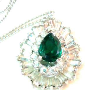 Stunning PANETTA Sterling Silver Emerald Austrian Crystal Teardrop 