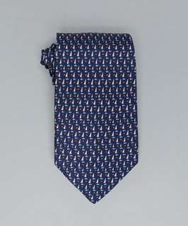 Salvatore Ferragamo blue geometric shape print Capitano silk tie