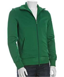 Yohji Yamamoto kelly green cotton blend zip front track jacket