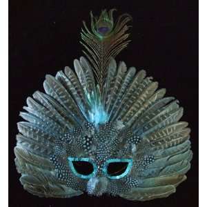  Broad Blue Aqua Masquerade Costume Feather Mask Party 