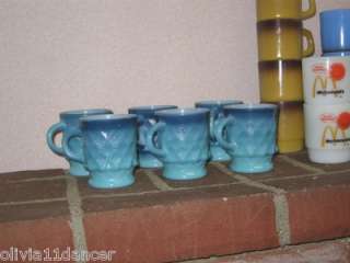   kimberly stacking stackable coffee cups vtg Fireking blue mug  