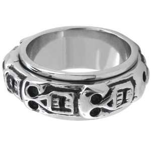   11   Inox Jewelry Mens Skull 316L Stainless Steel Spin Ring Jewelry