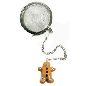 Stainless Steel Mesh Tea Ball with Gingerbread Boy Polyresin Figure