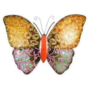  Red / Orange Metal Butterfly Wall Hanging 23 X 17