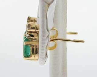 Natural Emeralds Diamonds Solid 14k Gold Earrings  