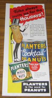 Original 1949 Vintage Ad Planters Cocktail Peanuts,Mixed Nuts Mr 