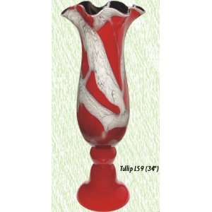   Red Tullip Vase Hand Blown Modern Glass Vase
