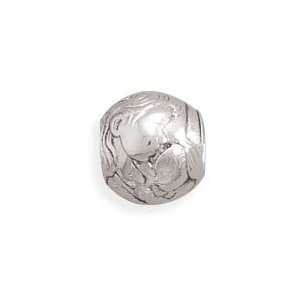  Mother and Child Story Bead Slide on Charm Sterling Silver 