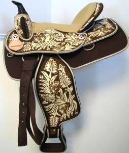 15 WESTERN SYNTHETIC BROWN TRAIL HORSE SADDLE 5PC SET  