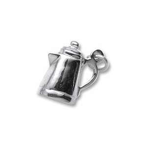 Coffee Pot Charm in White Gold