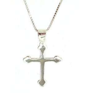   Sterling silver Cross Pendant/Necklace with Italian Box chain 18 inch