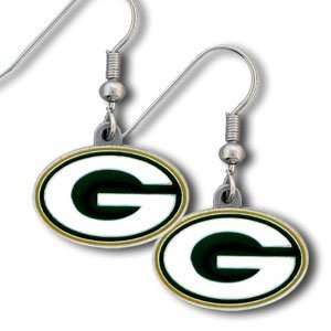 NFL Football Green Bay Packers Dangle Earings With Enameled team Logo 