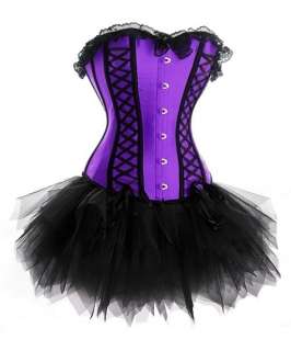 Burlesque Moulin Rouge FANCY DRESS Costume Corset+Skirt  