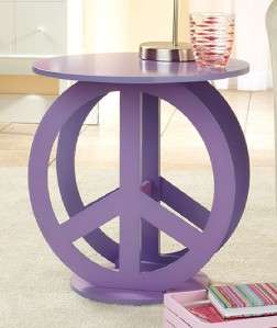 Retro Hippie Teens Room Purple Hippy Peace Sign Table  