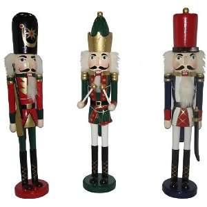   Of 3 Classic Slim Toy Soldier And King Christmas Nutcrackers #308350B
