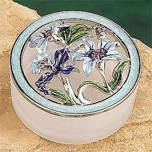  Orchid Blue Round Frosted Glass Jewelry Box