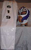 REY MYSTERIO Kids Sz COMPLETE White Wrestling OUTFIT  