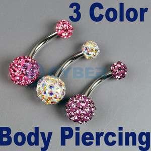   Ball Body Crys Rhinestone Belly Button Navel Ring Piercing New  