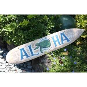   ALOHA SURF SIGN 40 W/ PAINTED & CARVED TURTLE Patio, Lawn & Garden