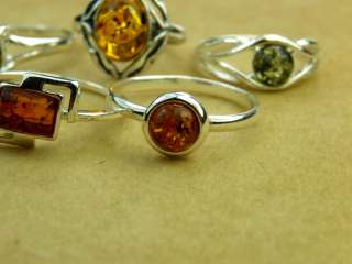 WHOLESALE LOT 5 Baltic Amber & Sterling Silver RINGS  