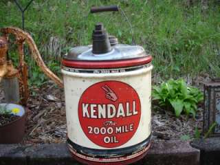   KENDALL The 2000 MILE OIL 5 Gallon Can Wood Handle Triple Caps  