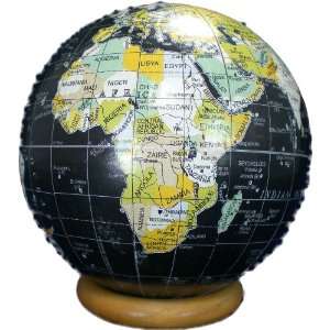   Paperweight Globe with Decorative Wooden Ring Stand, Black Office