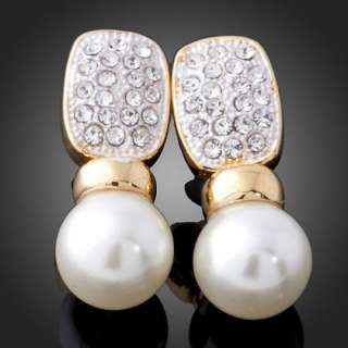 Rose Gold GP Swarovski Crystal Pearl Fashion Earrings  