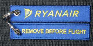 RYANAIR Airline Remove Before Flight style keyring bag tag Boeing 737 