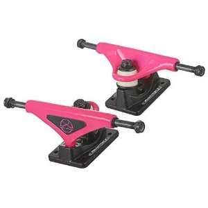   Skateboard Trucks   7.5 Inch   Fluorescent Pink Hanger / Black Base