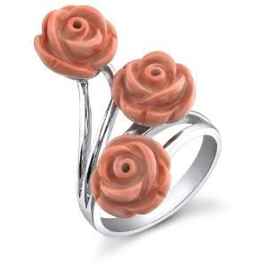  Pink Coral Rose Ring Jewelry