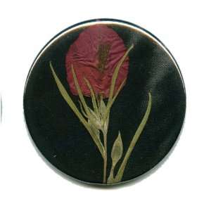    Pocket Mirror Black with Pressed Purple Flower Leaf Beauty