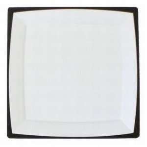 inch Square Plastic Plates White Plates with a Black Border 
