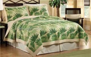 PA Boca Tropical TWIN Quilt SET Green Khaki Palm Tree  